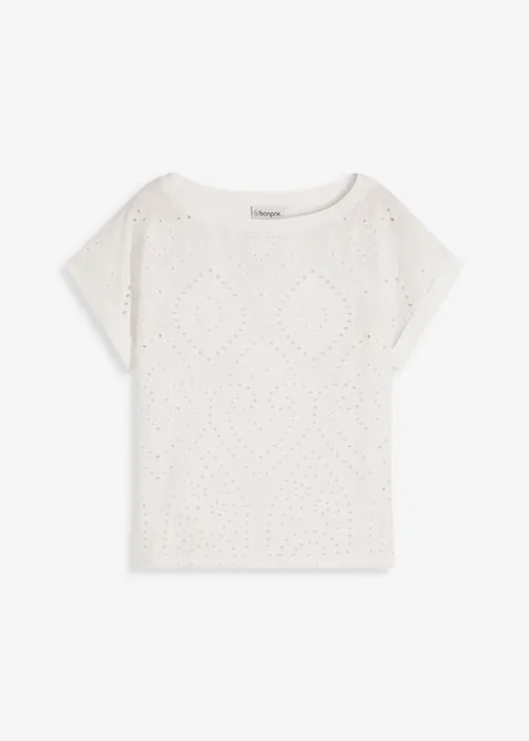 T-shirt &agrave; broderies anglaises, bonprix