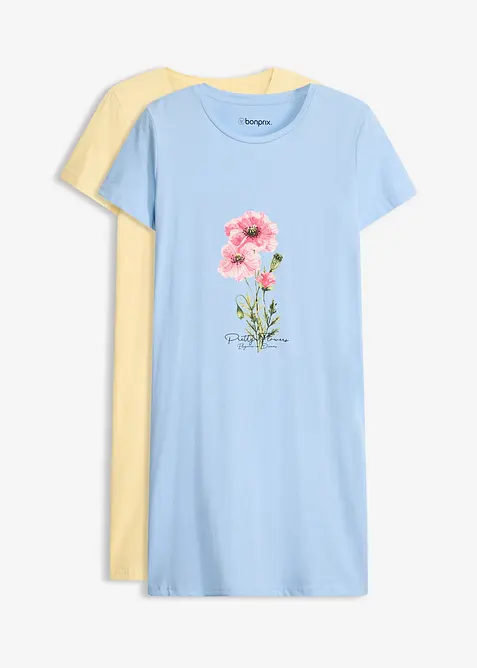 Kurzes Nachthemd aus reiner Baumwolle (2er Pack), bonprix