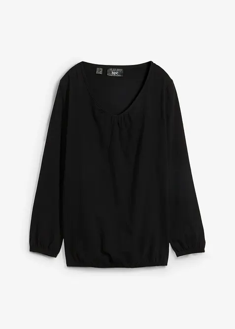Langarmshirt mit Gummizug aus reiner Baumwolle, bonprix
