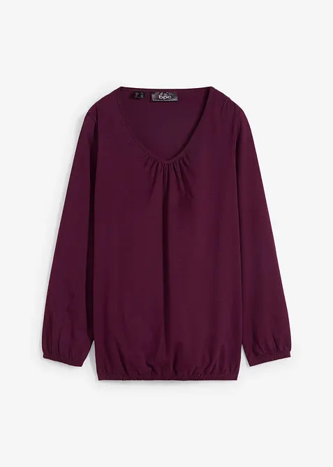 T-shirt manches longues 100% coton, finitions &eacute;lastiqu&eacute;es, bonprix