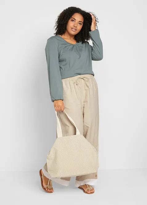 Langarmshirt mit Gummizug aus reiner Baumwolle, bonprix