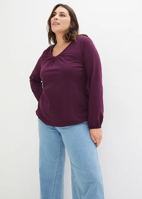 T-shirt manches longues 100% coton, finitions &eacute;lastiqu&eacute;es, bonprix