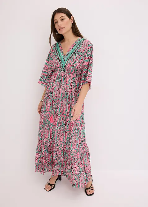 Robe longue et imprim&eacute;e en viscose fluide, bonprix