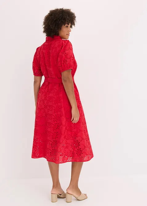 Robe chemise en broderie anglaise, 100% coton, bonprix