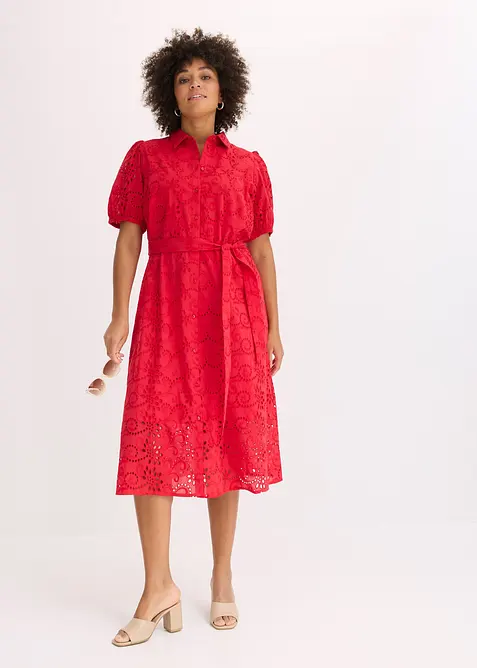 Robe chemise en broderie anglaise, 100% coton, bonprix