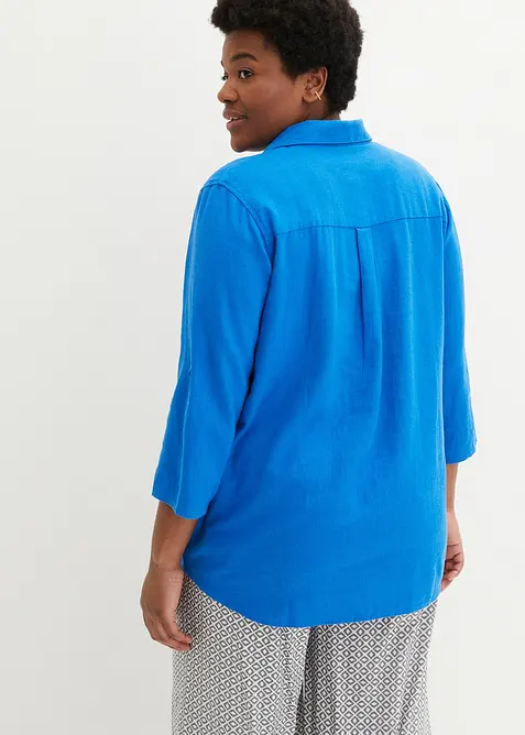 Blouse en lin m&eacute;lang&eacute;, manches 3/4, bonprix