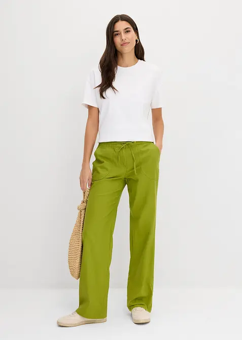 Pantalon large en lin et coton, bonprix