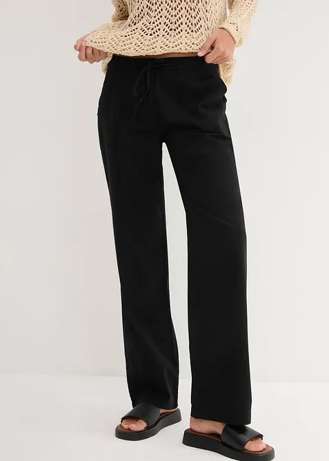 Pantalon large en lin et coton, bonprix
