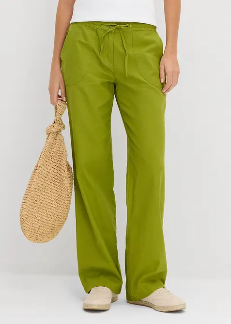 Pantalon large en lin et coton, bonprix