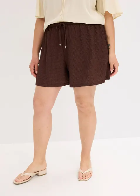 Short en cr&ecirc;pe textur&eacute; avec taille &eacute;lastiqu&eacute;e, bonprix
