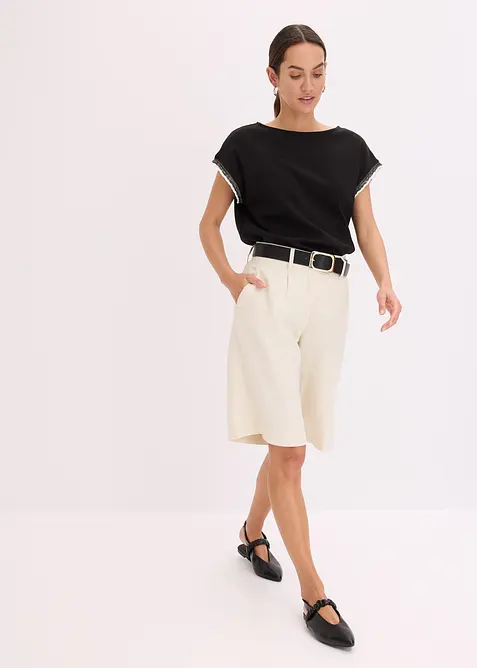 T-shirt en coton &agrave; liser&eacute; contrastant, bonprix