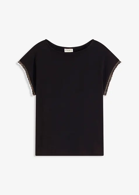 T-shirt en coton &agrave; liser&eacute; contrastant, bonprix