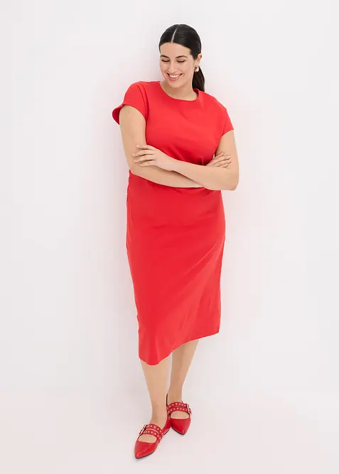 Robe midi &agrave; taille fronc&eacute;e, bonprix