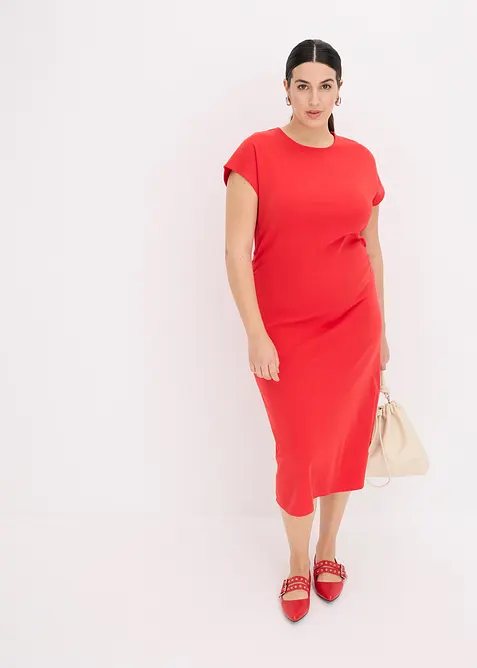 Robe midi &agrave; taille fronc&eacute;e, bonprix