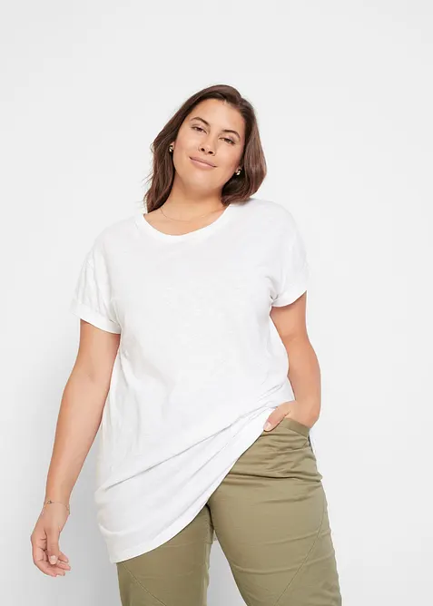 T-shirt long et boxy &agrave; manches courtes, bonprix