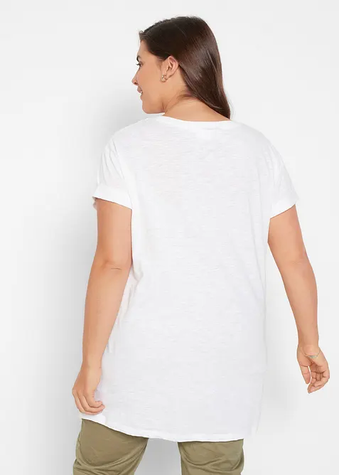 T-shirt long et boxy &agrave; manches courtes, bonprix