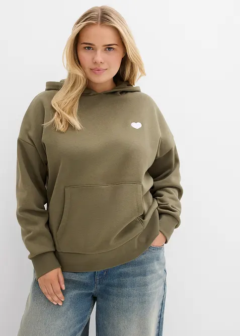 Sweat &agrave; capuche doux en coton m&eacute;lang&eacute;, bonprix