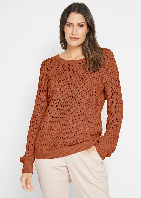 Pullover mit Strukturstrick aus Baumwollmix, bonprix