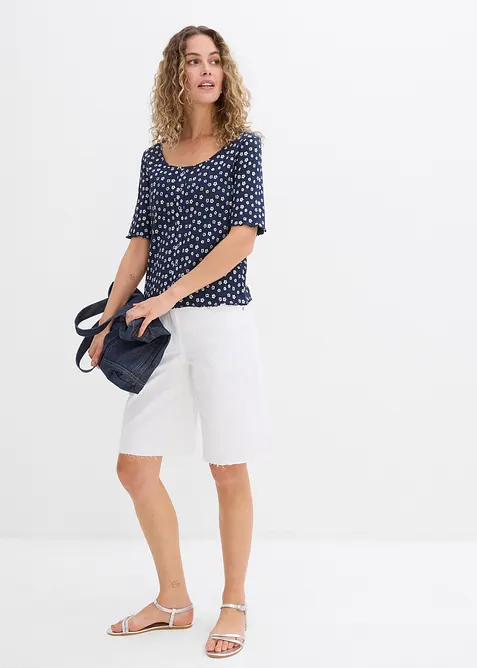 T-shirt c&ocirc;tel&eacute; &agrave; imprim&eacute; floral, manches coude, bonprix