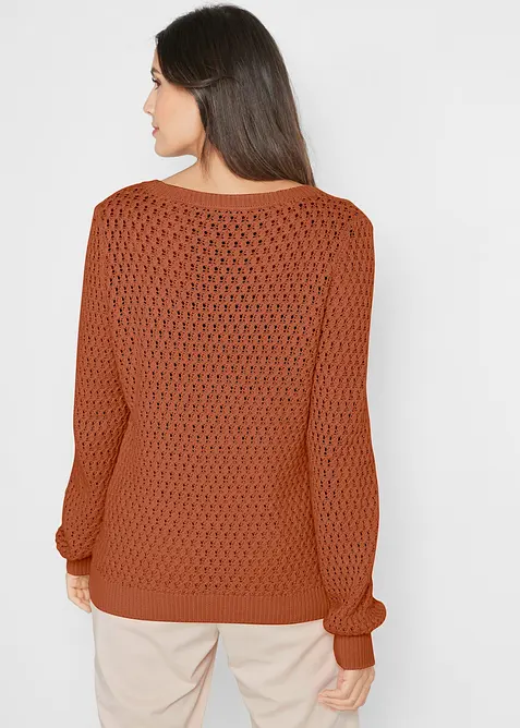Pullover mit Strukturstrick aus Baumwollmix, bonprix