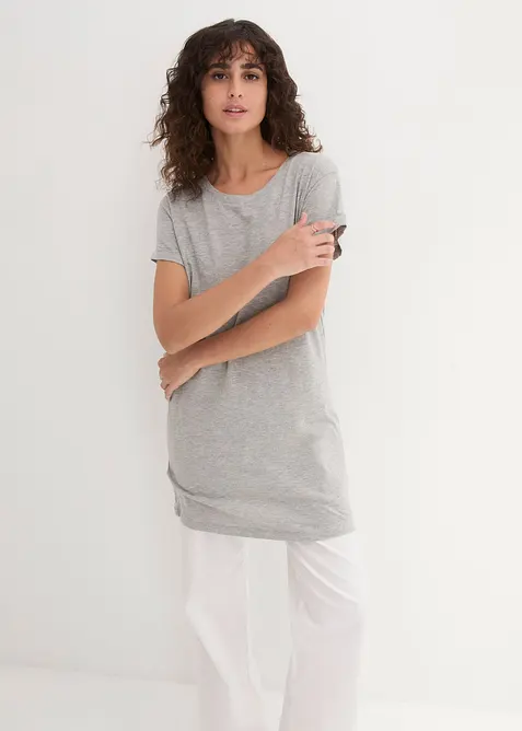 T-shirt long et boxy &agrave; manches courtes, bonprix