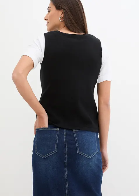 Feinstrick-Weste mit Kn&ouml;pfen, bonprix