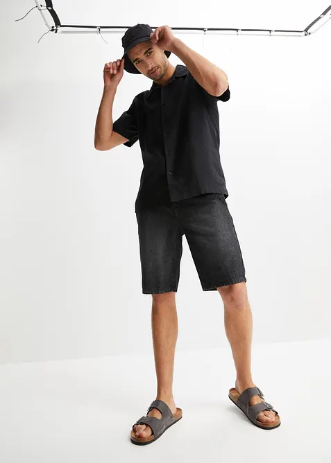 Kurzarmhemd aus Leinen-Mix in Loose Fit, bonprix