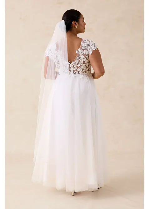 Brautkleid aus zartem T&uuml;ll mit Spitze, bonprix