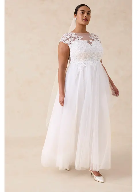 Brautkleid aus zartem T&uuml;ll mit Spitze, bonprix