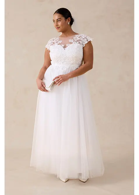 Brautkleid aus zartem T&uuml;ll mit Spitze, bonprix