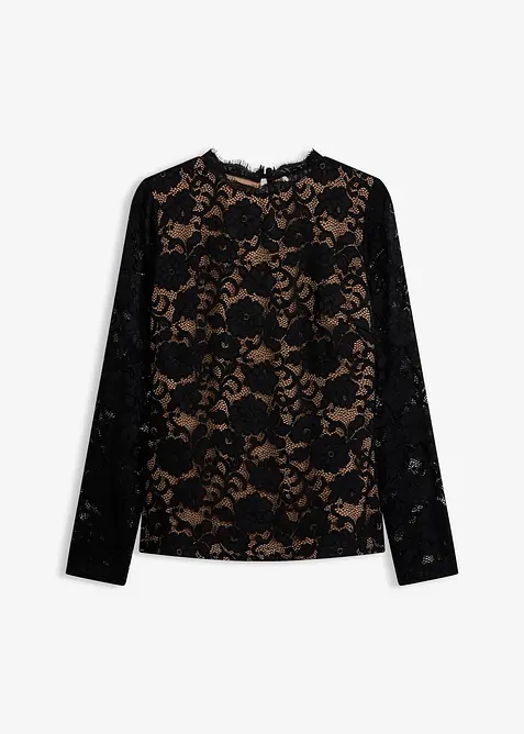 Haut manches longues en dentelle, bonprix
