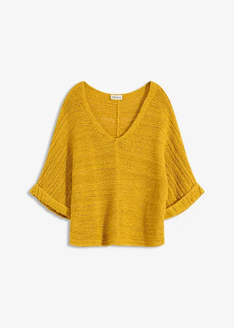 Grobstrick-Pullover aus B&auml;ndchengarn, bonprix