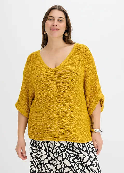 Grobstrick-Pullover aus B&auml;ndchengarn, bonprix