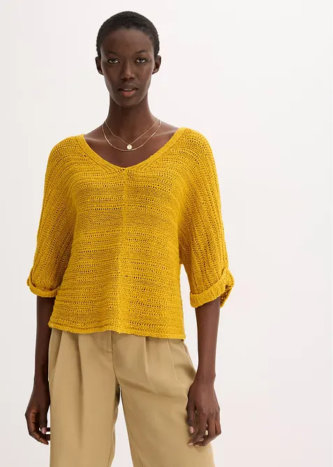 Pull en maille ajour&eacute;e, bonprix