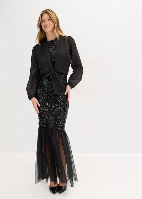 Bolero aus feinem T&uuml;ll mit Binde-Detail, bonprix