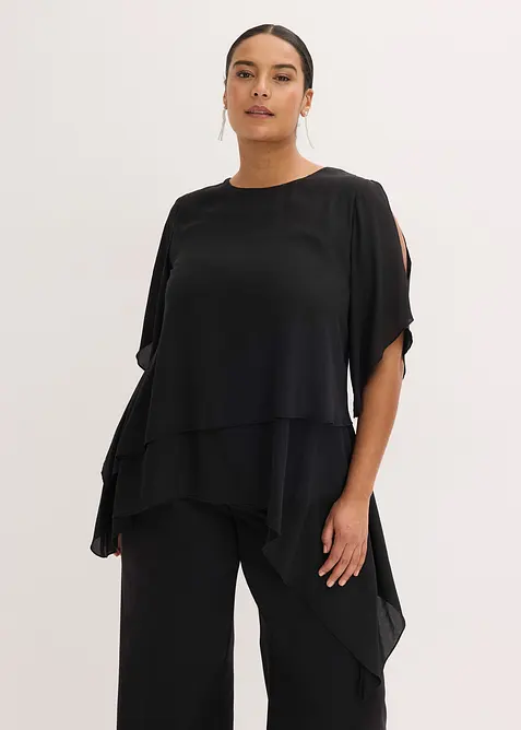 Blouse &agrave; pans, look superpos&eacute;, bonprix
