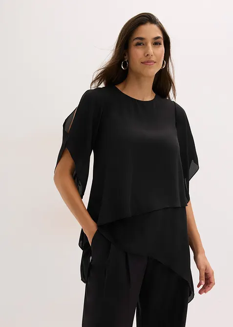 Blouse &agrave; pans, look superpos&eacute;, bonprix