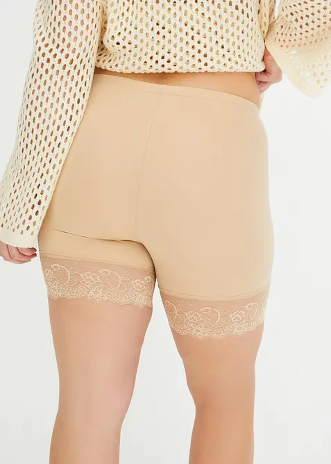 Cycliste anti-frottement en polyamide rafra&icirc;chissant avec jambe en dentelle, bonprix