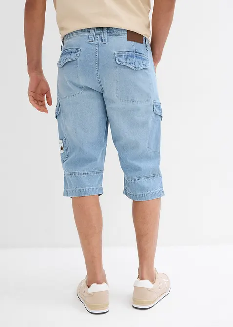 Bermuda long poches cargo en denim l&eacute;ger, coupe loose, bonprix
