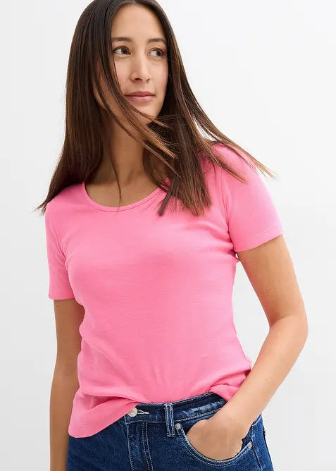 Rippshirt mit reiner Bio-Baumwolle (2er Pack), bonprix