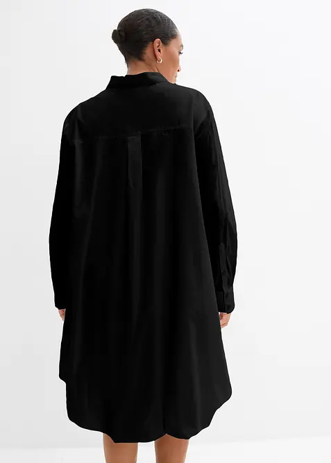 Hemdblusenkleid mit Ballonsaum aus reiner Baumwolle, bonprix