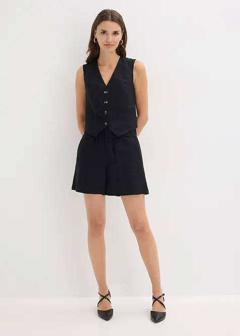 Weste und Shorts aus Leinenmix, bonprix