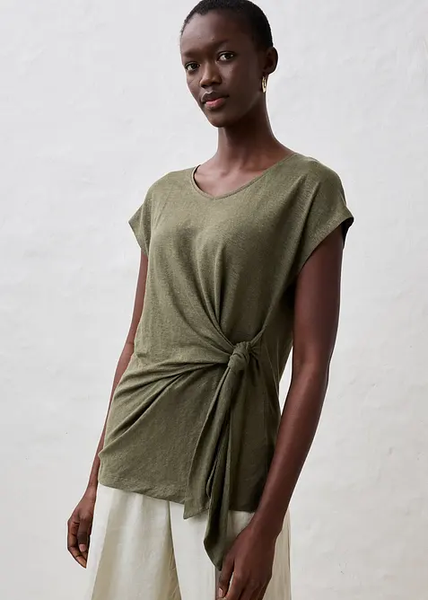 Wickelshirt aus reinem Leinen, bonprix