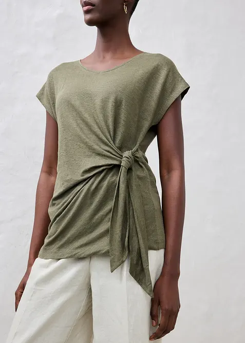 Wickelshirt aus reinem Leinen, bonprix