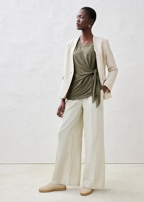 Wickelshirt aus reinem Leinen, bonprix