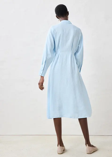 Hemdblusenkleid aus reinem Leinen, bonprix