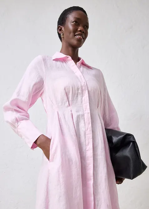Hemdblusenkleid aus reinem Leinen, bonprix