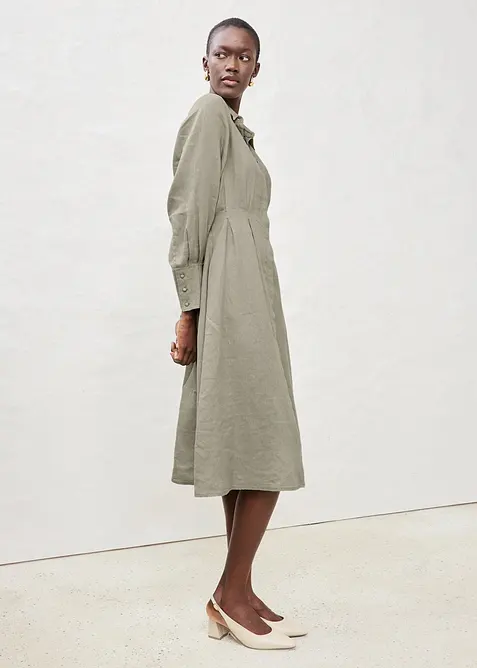 Hemdblusenkleid aus reinem Leinen, bonprix