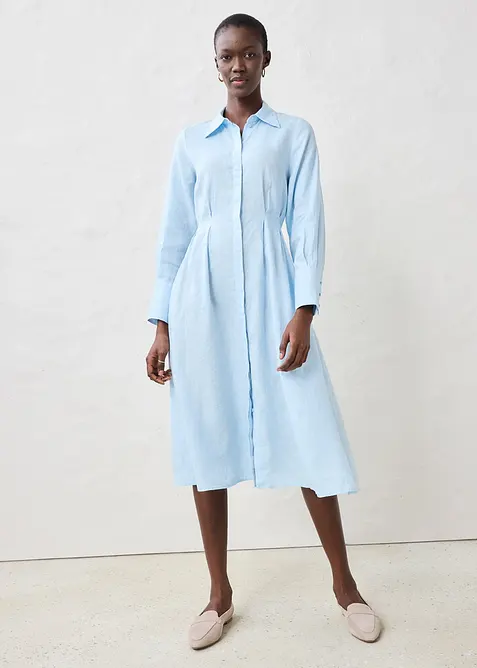Hemdblusenkleid aus reinem Leinen, bonprix