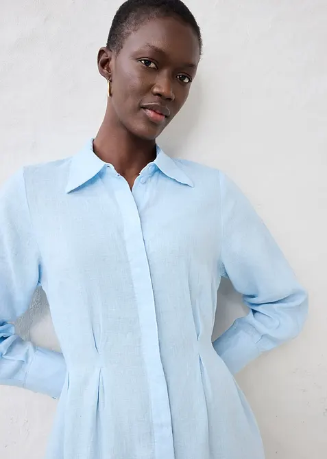 Hemdblusenkleid aus reinem Leinen, bonprix